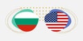 Bulgaria and USA flags. American and Bulgarian national symbols with abstract background and geometric shapes.
